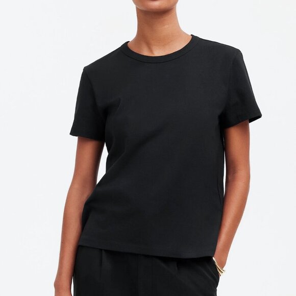 Madewell Perfect Cotton Crewneck Short Sleeve Tee Black Size S NWT - Picture 1 of 8